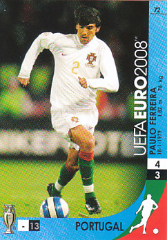 Paulo Ferreira Portugal Panini Euro 2008 Card Game #72